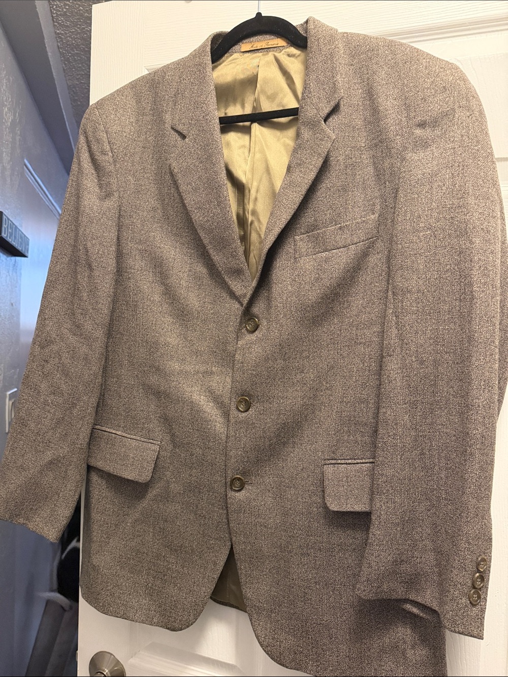 J. Riggings Taupe Herringbone Sport Coat Blazer - Men's Tailored Style 40 Reg